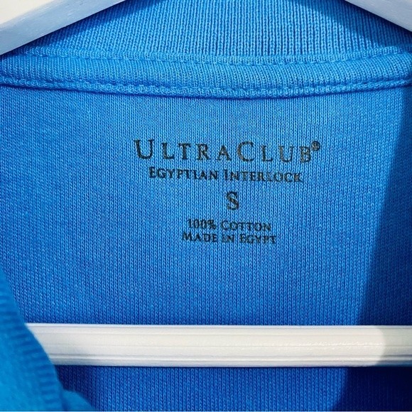Ultra Club Men’s Egyptian Interlock Long Sleeve Button Polo Shirt Light Blue NWT - Picture 4 of 6